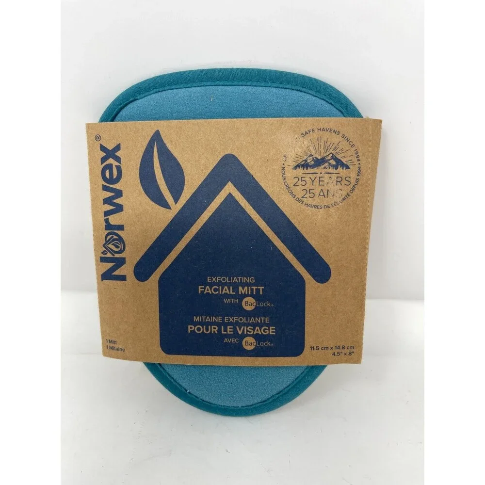 Norwex Exfoliating Facial Mitt with Backlock Teal ~New In Packaging~